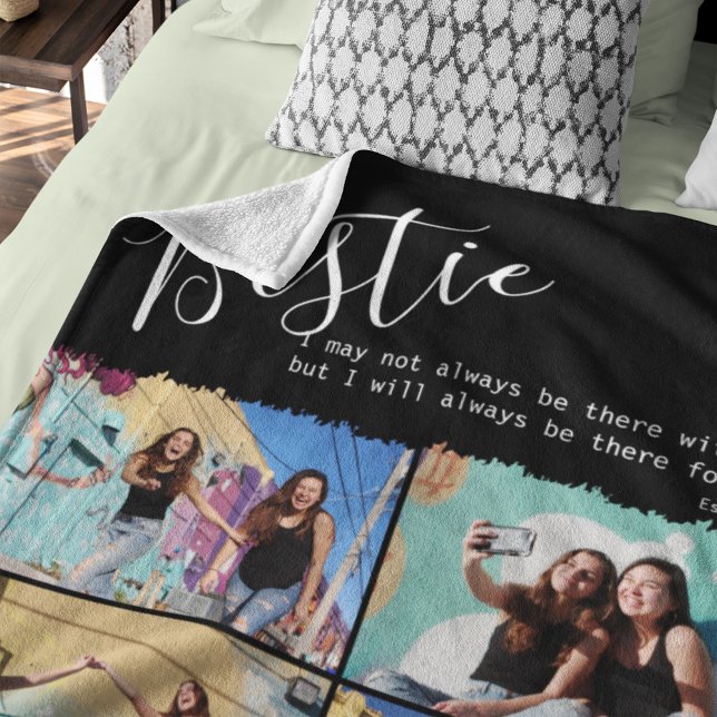 Couverture Polaire Citation de Bestie moderne Collage photo BFF perso (Créateur téléchargé)