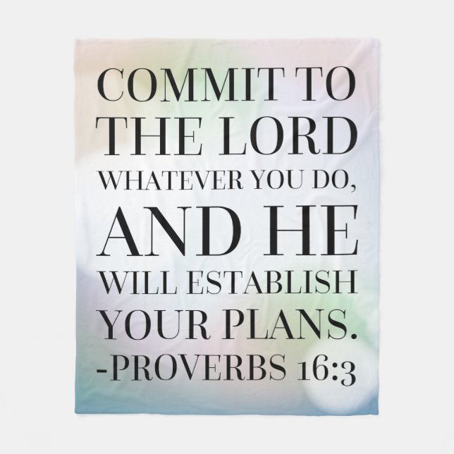 Couverture Polaire Citation de bible de 16:3 de proverbes (Devant)