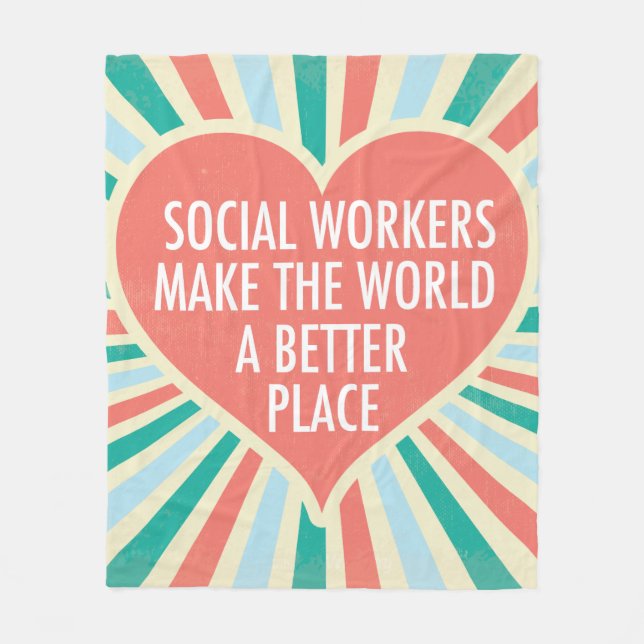 Couverture Polaire Citation de travail social inspirant Coeur mignon (Devant)