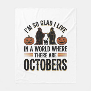 Couverture Polaire Citation Halloween Vintage Octobre Dessin Chat Cit