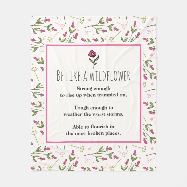 Couverture Polaire Citation Inspirante Avec Motif Fleur sauvage (Devant)