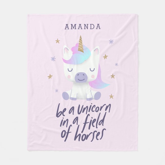 Couverture Polaire Citation Inspirative Cute Unicorn | Ajouter un nom (Devant)