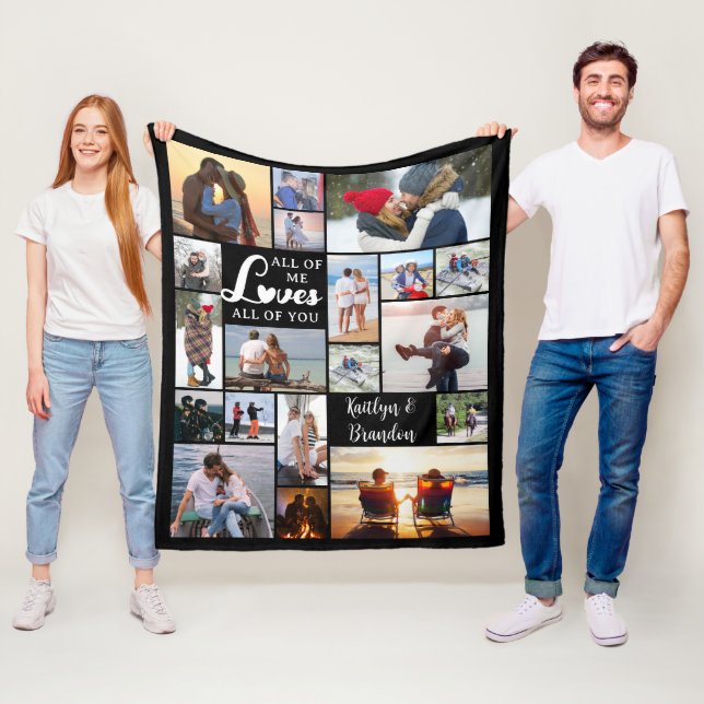 Couverture Polaire Citation moderne amoureuse couple 19 Photo Collage (En situation)