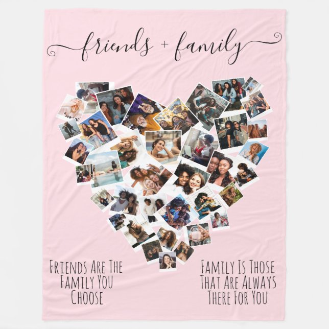 Couverture Polaire Citations d'amis et de famille Photo Heart Collage (Devant)