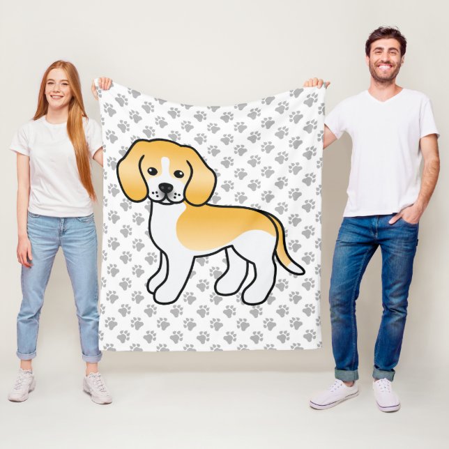 Couverture Polaire Citron Et Beagle Blanc Cartographier Chien Et Patr (En situation)
