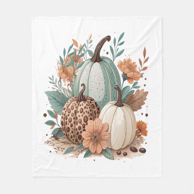 Couverture Polaire Citrouille Boho Floral (Devant)