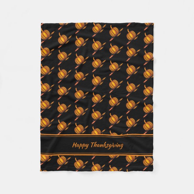 Couverture Polaire Citrouille de BON THANKSGIVING personnalisé (Devant)