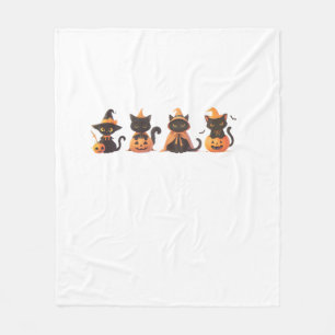 Couverture Polaire Citrouille de chat noir