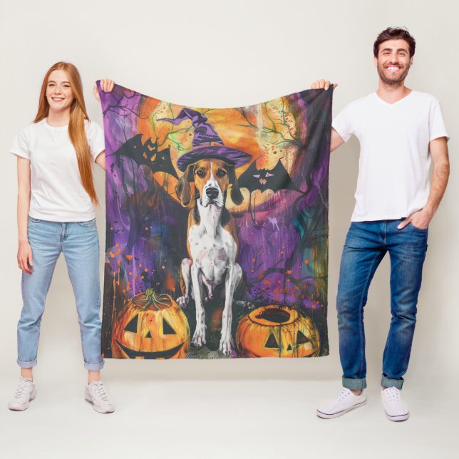 Couverture Polaire Citrouille d'Halloween américain Foxhound (En situation)
