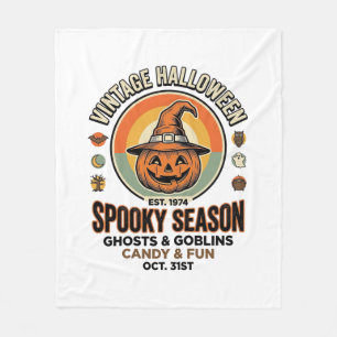 Couverture Polaire Citrouille d'Halloween Chapeau de Sorcière Vintage