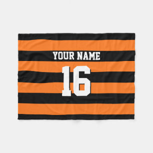 Couverture Polaire Citrouille Orange Black Team Jersey Preppy Stripe
