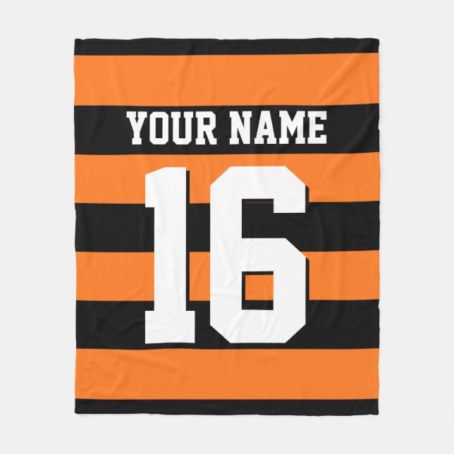 Couverture Polaire Citrouille Orange Black Team Jersey Preppy Stripe (Devant)