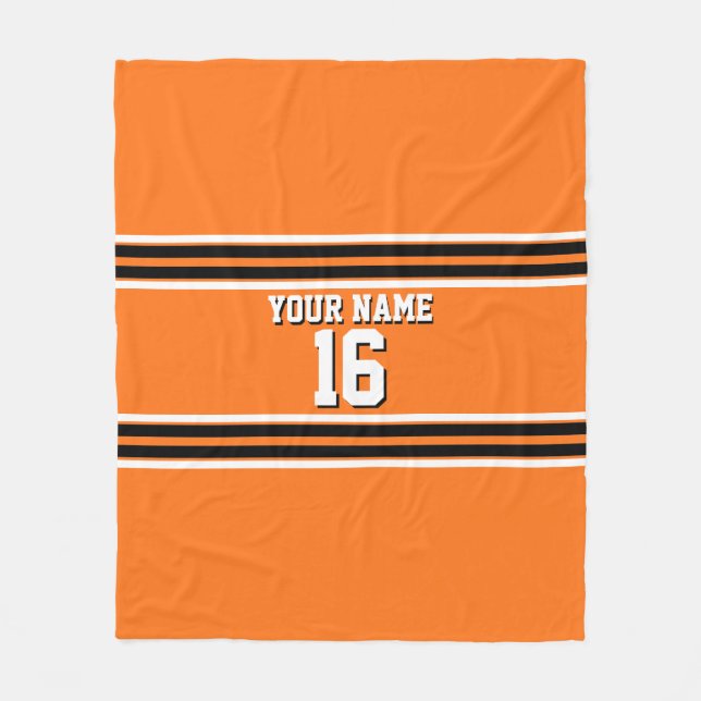 Couverture Polaire Citrouille Orange Blk Team Jersey Numéro personnal (Devant)