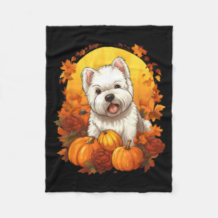 Couverture Polaire Citrouille Westie Chien Halloween Thanksgiving