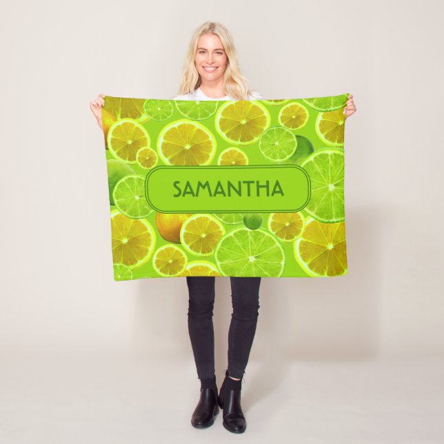 Couverture Polaire Citrus Fruit, Lemon & Lime Pattern (En situation)