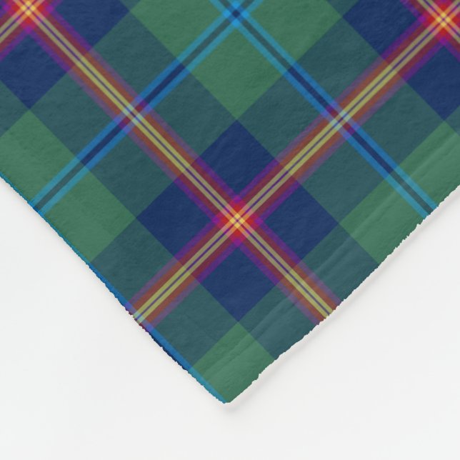Couverture Polaire Clan bleu vert et foncé Young Tartan (Coin)