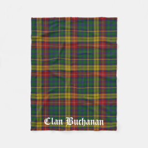 Couverture Polaire Clan Buchanan Tartan Fleece Blanche