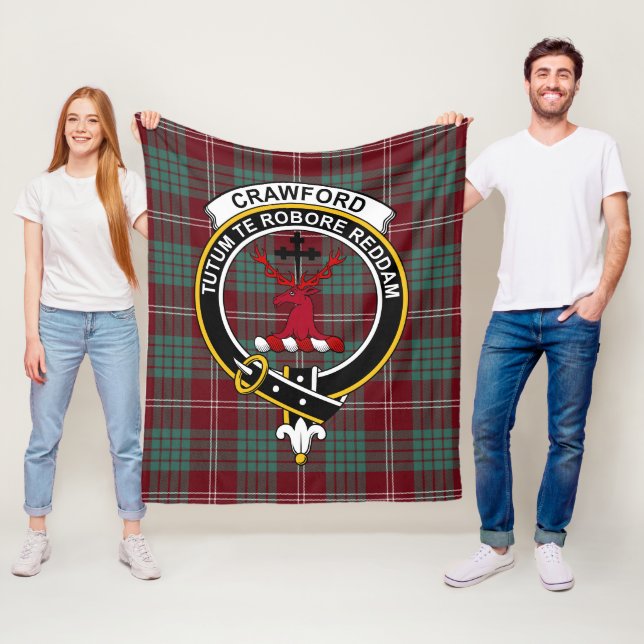 Couverture Polaire Clan Crawford Moderne Tartan Plaid (En situation)