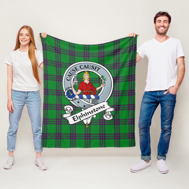 Couverture Polaire Clan de chasse Elphinstone Badge Tartan Plaid (En situation)