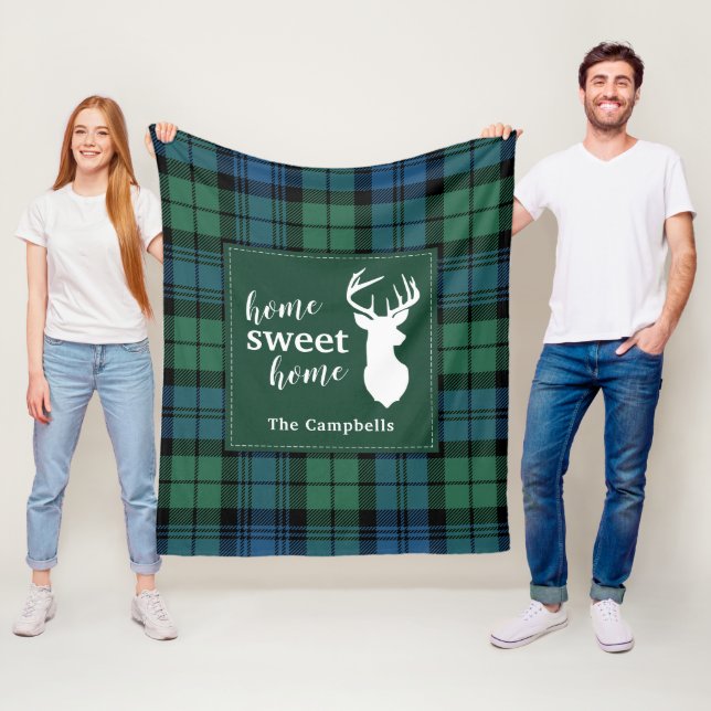 Couverture Polaire Clan de Noël Plaid Campbell Rustic Tartan (En situation)