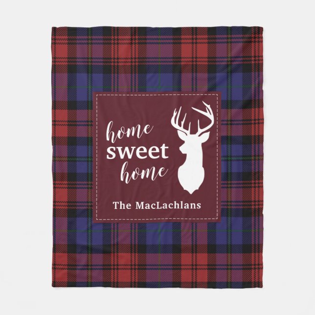 Couverture Polaire Clan de Noël Tartan personnalisé MacLachlan (Devant)