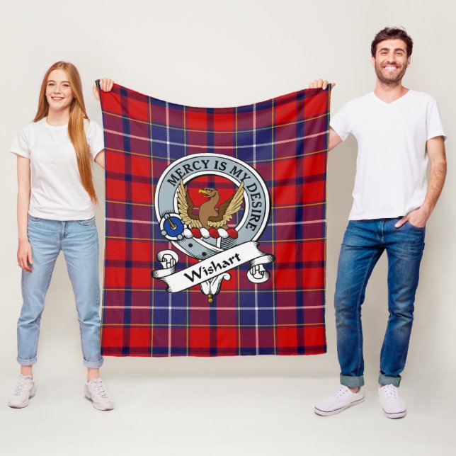 Couverture Polaire Clan de robe Wishart Badge Tartan Plaid (En situation)