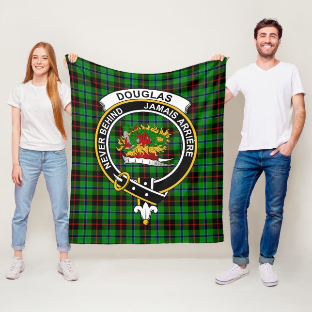 Couverture Polaire Clan Douglas Black Tartan Plaid (En situation)