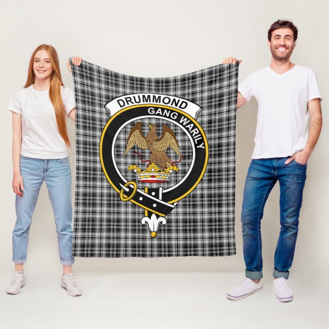 Couverture Polaire Clan Drummond Grey Tartan Plaid (En situation)