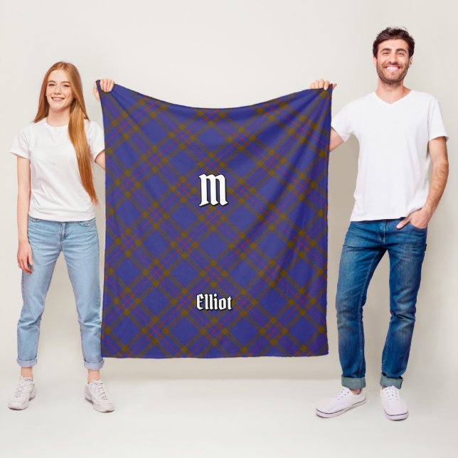 Couverture Polaire Clan Elliot moderne Tartan Fleece Blanche (En situation)