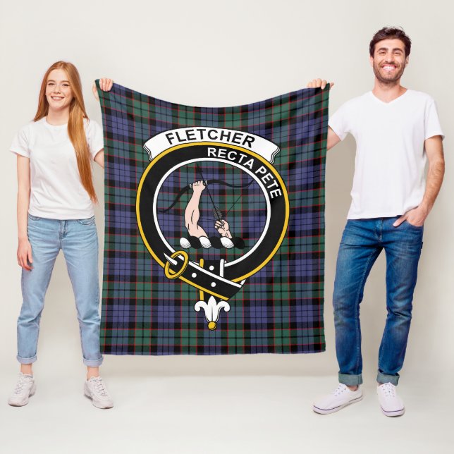 Couverture Polaire Clan Fletcher Tartan moderne Plaid (En situation)