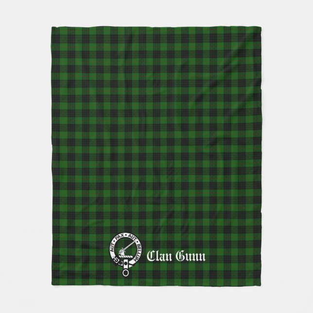 Couverture Polaire Clan Gunn Crest Badge et Tartan (Devant)