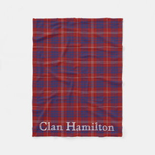 Couverture Polaire Clan Hamilton Tartan Fleece Blanche