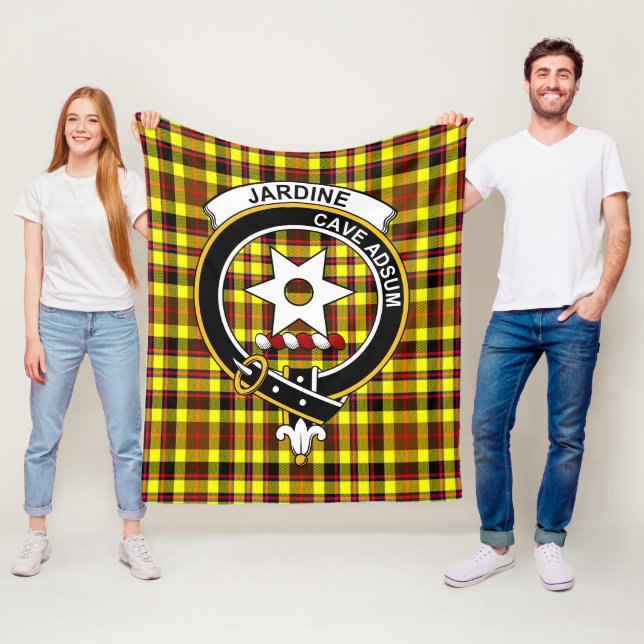Couverture Polaire Clan Jardine Tartan Jaune Plaid (En situation)