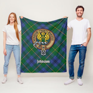 Couverture Polaire Clan Johnston Crest sur Tartan