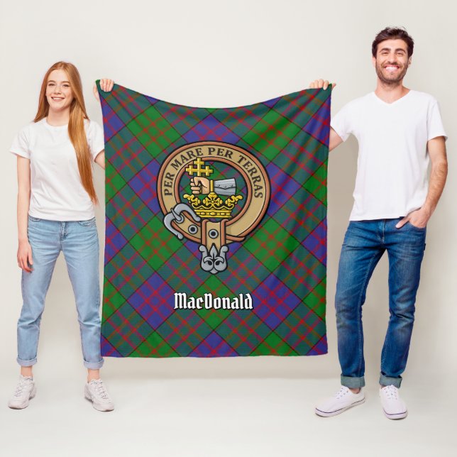 Couverture Polaire Clan MacDonald Crest sur Tartan (En situation)