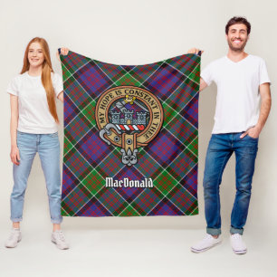 Couverture Polaire Clan MacDonald de Clanranald Crest sur Tartan