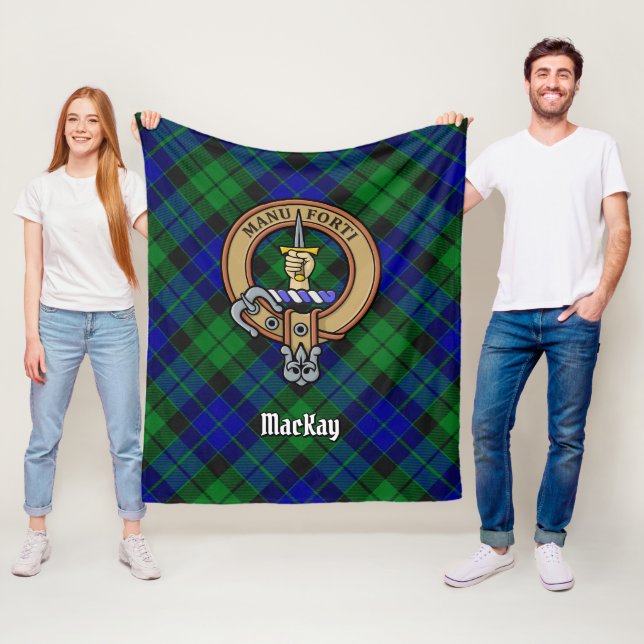 Couverture Polaire Clan MacKay Crest sur Tartan (En situation)