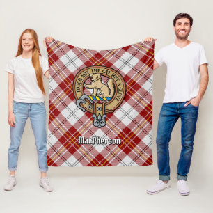 Couverture Polaire Clan MacPherson Crest sur la robe rouge Tartan