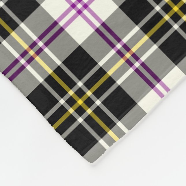 Couverture Polaire Clan MacPherson Tartan à robe noire, blanche et vi (Coin)