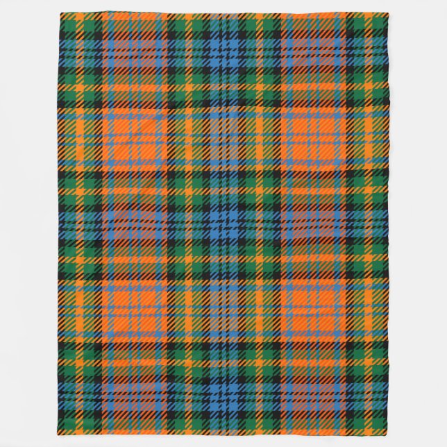 Couverture Polaire Clan Murray Plaid Tartan Blue Orange Green Check (Devant)
