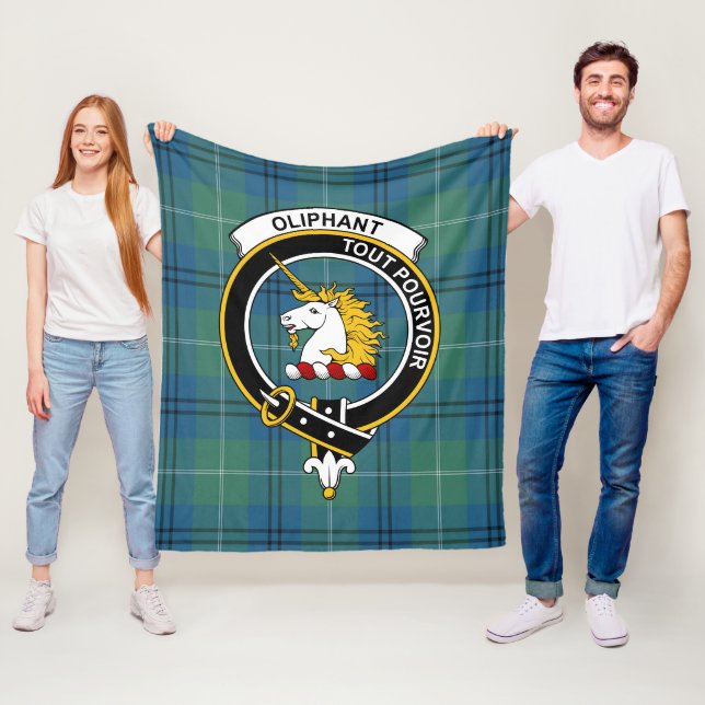 Couverture Polaire Clan Oliphant Ancien Tartan Plaid (En situation)