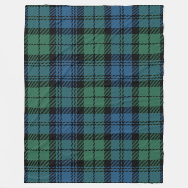 Couverture Polaire Clan Plaid Campbell Tartan Vert Bleu noir (Devant)