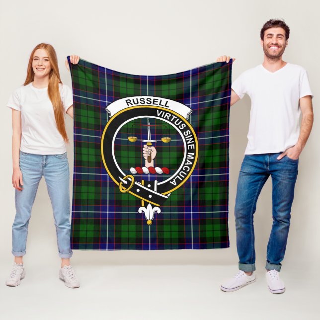 Couverture Polaire Clan Russell Tartan Plaid (En situation)
