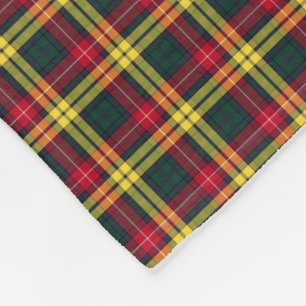 Couverture Polaire Clan Tartan rouge, jaune et vert Buchanan
