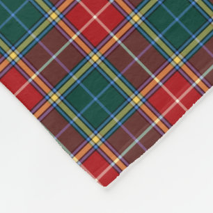 Couverture Polaire Clan vert rouge et forêt Baxter Tartan