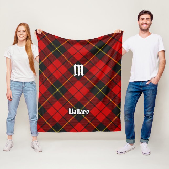 Couverture Polaire Clan Wallace Tartan Fleece Blanche (En situation)