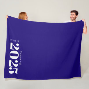 Couverture Polaire Classe de 2025 Moderne Bleu Blanc Senior Classic