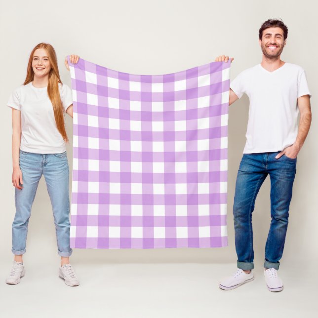 Couverture Polaire Classic En vichy Vérifier Plaid Motif Lilac (En situation)