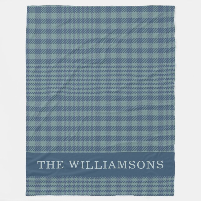 Couverture Polaire Classic Glen Plaid Grey Blue Nom de famille Person (Devant)