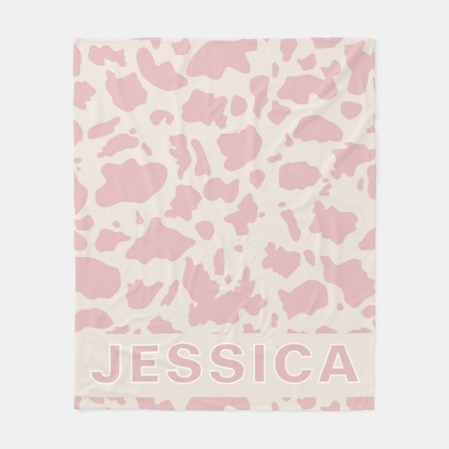 Couverture Polaire Classic Personalized Pink Cow Print (Devant)